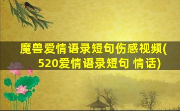 魔兽爱情语录短句伤感视频(520爱情语录短句 情话)